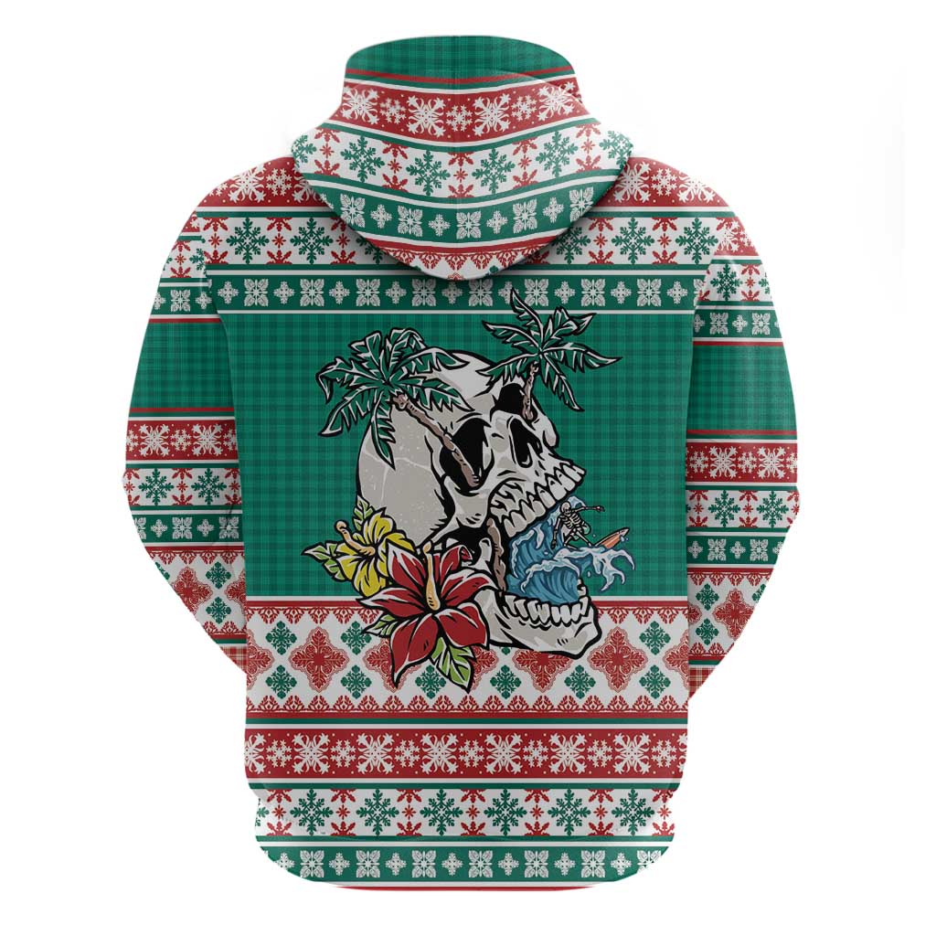 Hawaiian Skull Surfs Hoodie Mele Kalikimaka Palaka Quilt Pattern - Polynesian Pride