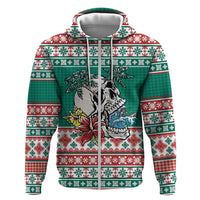 Hawaiian Skull Surfs Hoodie Mele Kalikimaka Palaka Quilt Pattern - Polynesian Pride