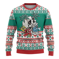 Hawaiian Skull Surfs Ugly Christmas Sweater Mele Kalikimaka Palaka Quilt Pattern - Polynesian Pride