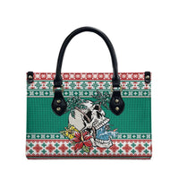 Hawaiian Skull Surfs Leather Bag Mele Kalikimaka Palaka Quilt Pattern - Polynesian Pride