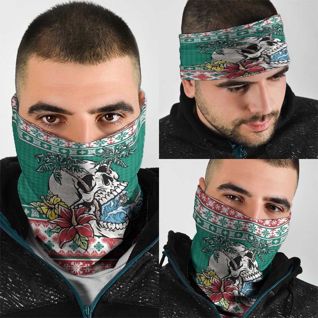 Hawaiian Skull Surfs Neck Gaiter Mele Kalikimaka Palaka Quilt Pattern - Polynesian Pride