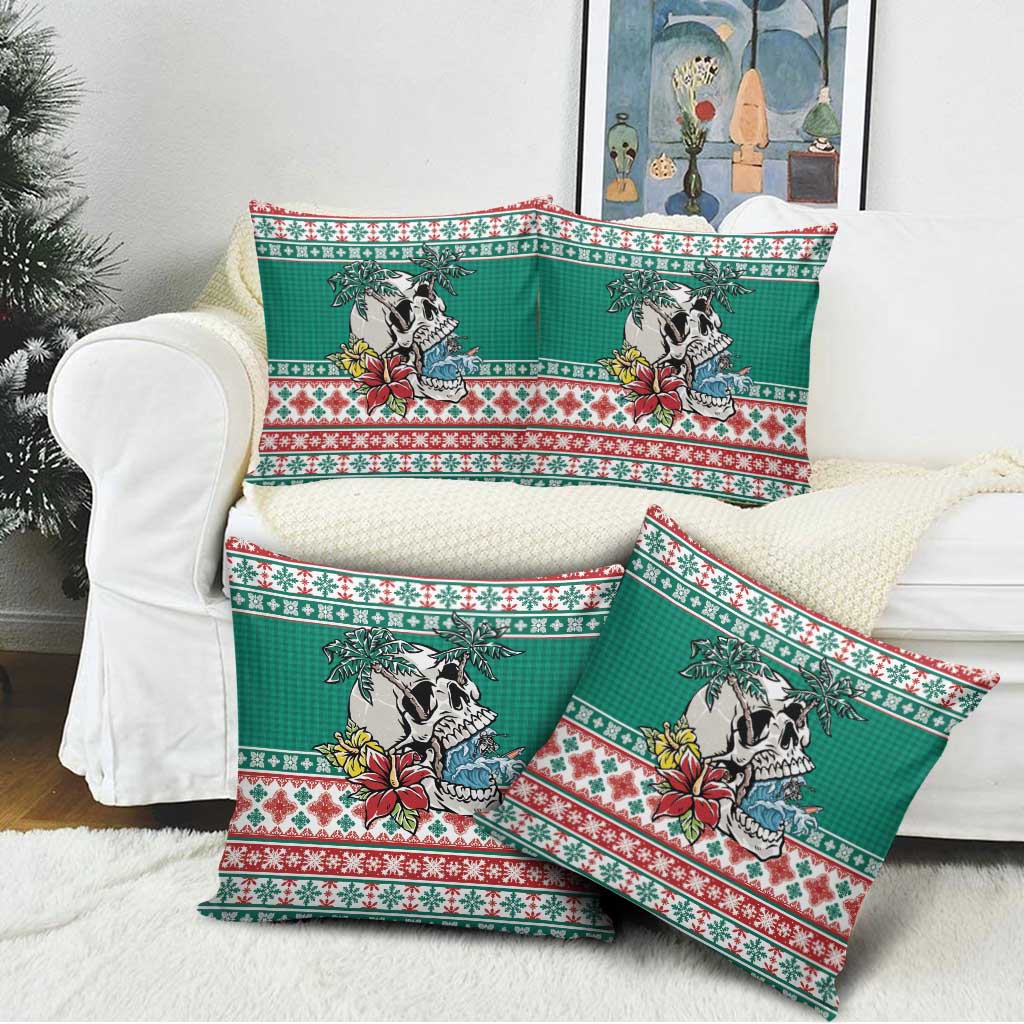 Hawaiian Skull Surfs Pillow Cover Mele Kalikimaka Palaka Quilt Pattern - Polynesian Pride