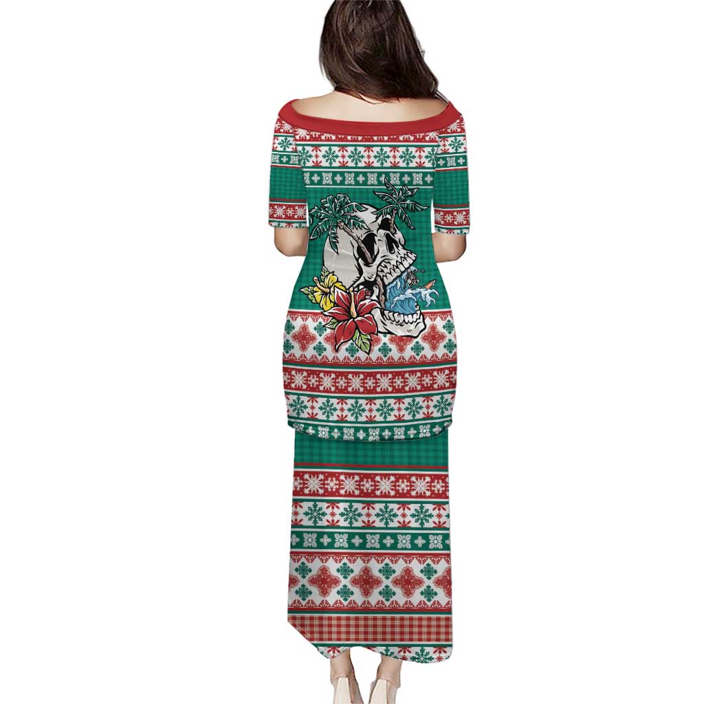 Hawaiian Skull Surfs Puletasi Mele Kalikimaka Palaka Quilt Pattern - Polynesian Pride