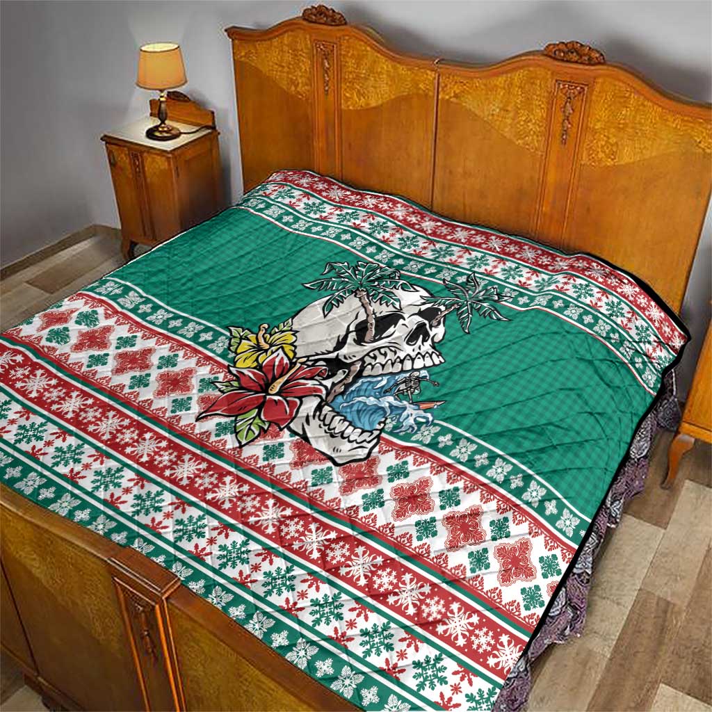 Hawaiian Skull Surfs Quilt Mele Kalikimaka Palaka Quilt Pattern - Polynesian Pride