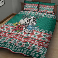 Hawaiian Skull Surfs Quilt Bed Set Mele Kalikimaka Palaka Quilt Pattern - Polynesian Pride