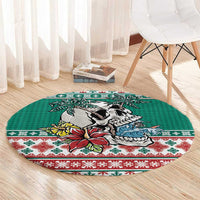 Hawaiian Skull Surfs Round Carpet Mele Kalikimaka Palaka Quilt Pattern - Polynesian Pride