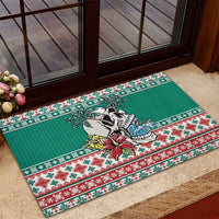 Hawaiian Skull Surfs Rubber Doormat Mele Kalikimaka Palaka Quilt Pattern - Polynesian Pride
