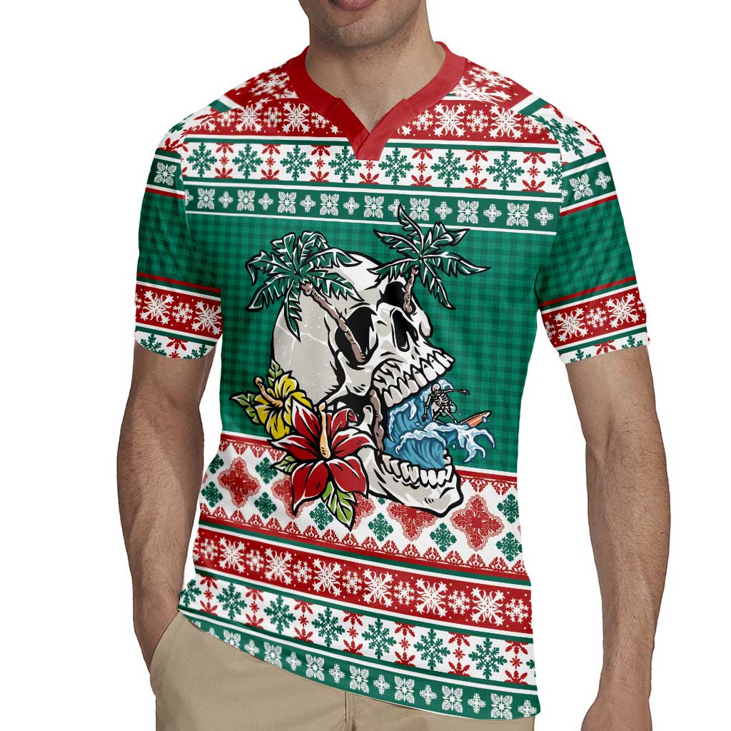 Hawaiian Skull Surfs Rugby Jersey Mele Kalikimaka Palaka Quilt Pattern - Polynesian Pride