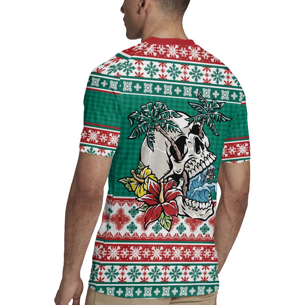 Hawaiian Skull Surfs Rugby Jersey Mele Kalikimaka Palaka Quilt Pattern - Polynesian Pride