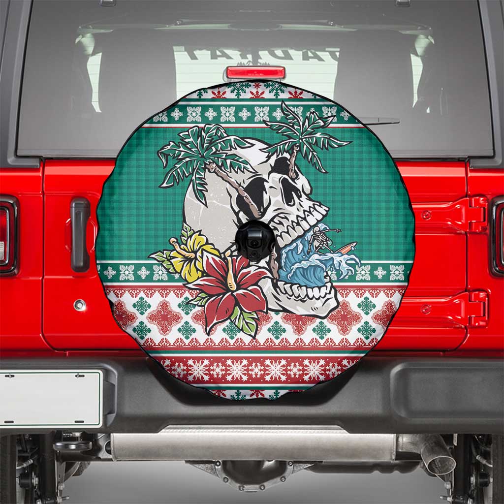 Hawaiian Skull Surfs Spare Tire Cover Mele Kalikimaka Palaka Quilt Pattern - Polynesian Pride