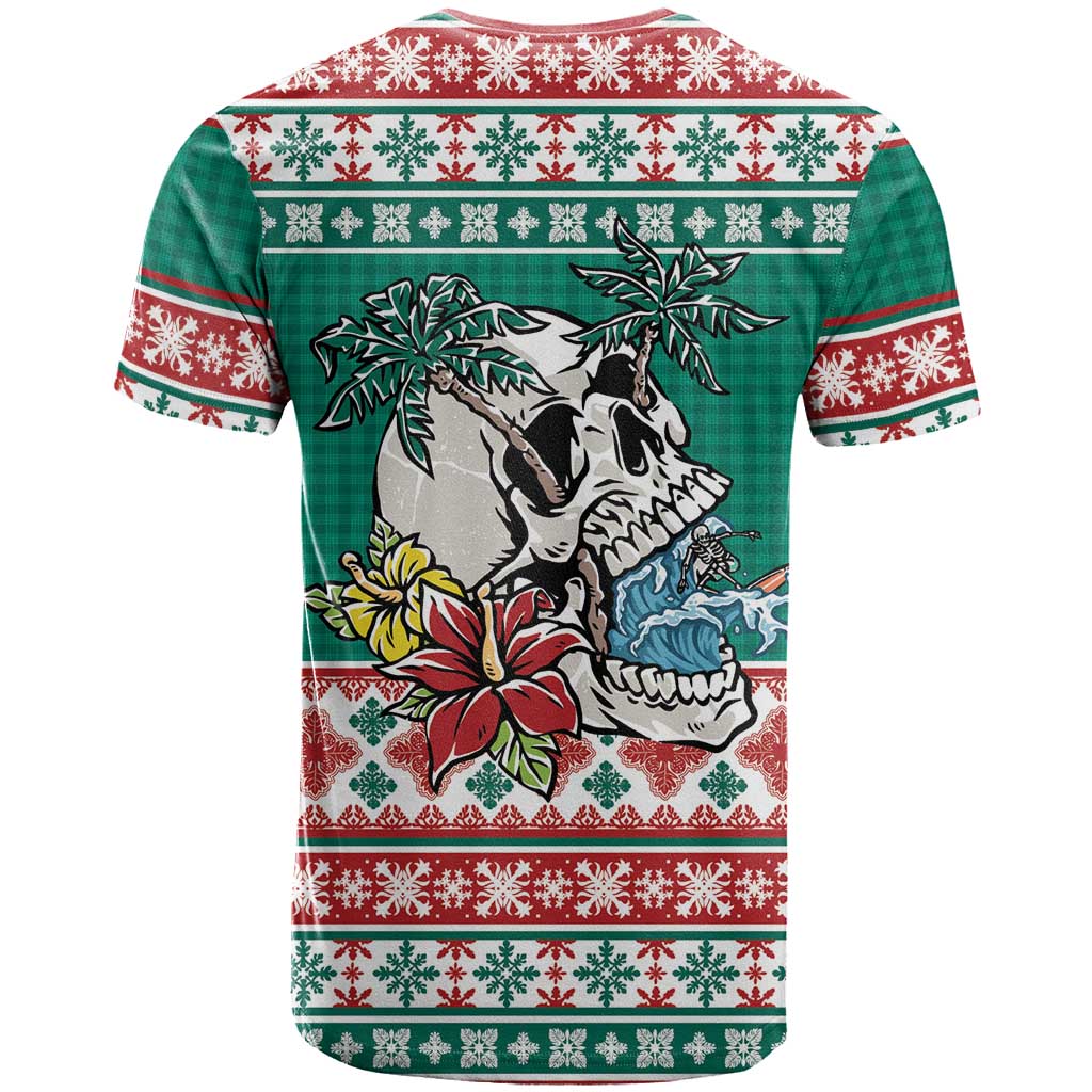 Hawaiian Skull Surfs T Shirt Mele Kalikimaka Palaka Quilt Pattern - Polynesian Pride