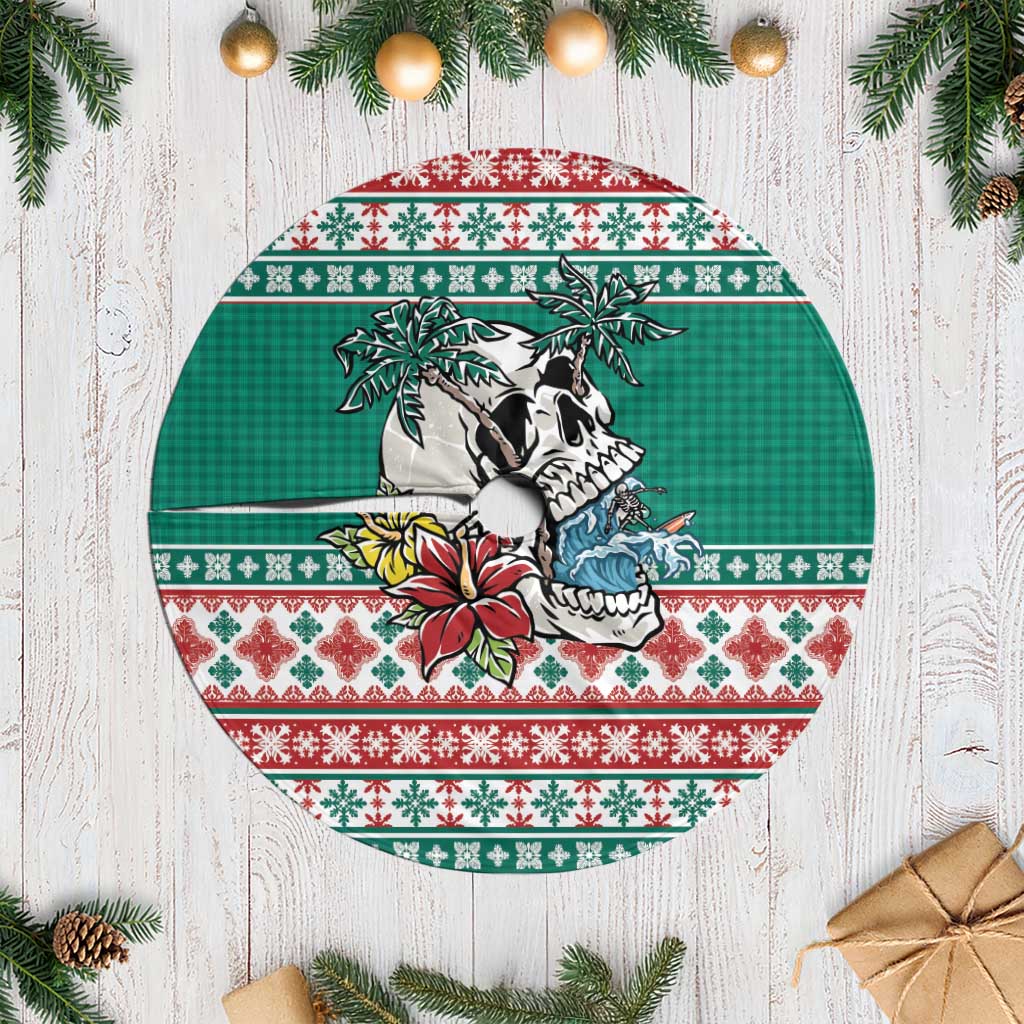 Hawaiian Skull Surfs Tree Skirt Mele Kalikimaka Palaka Quilt Pattern - Polynesian Pride
