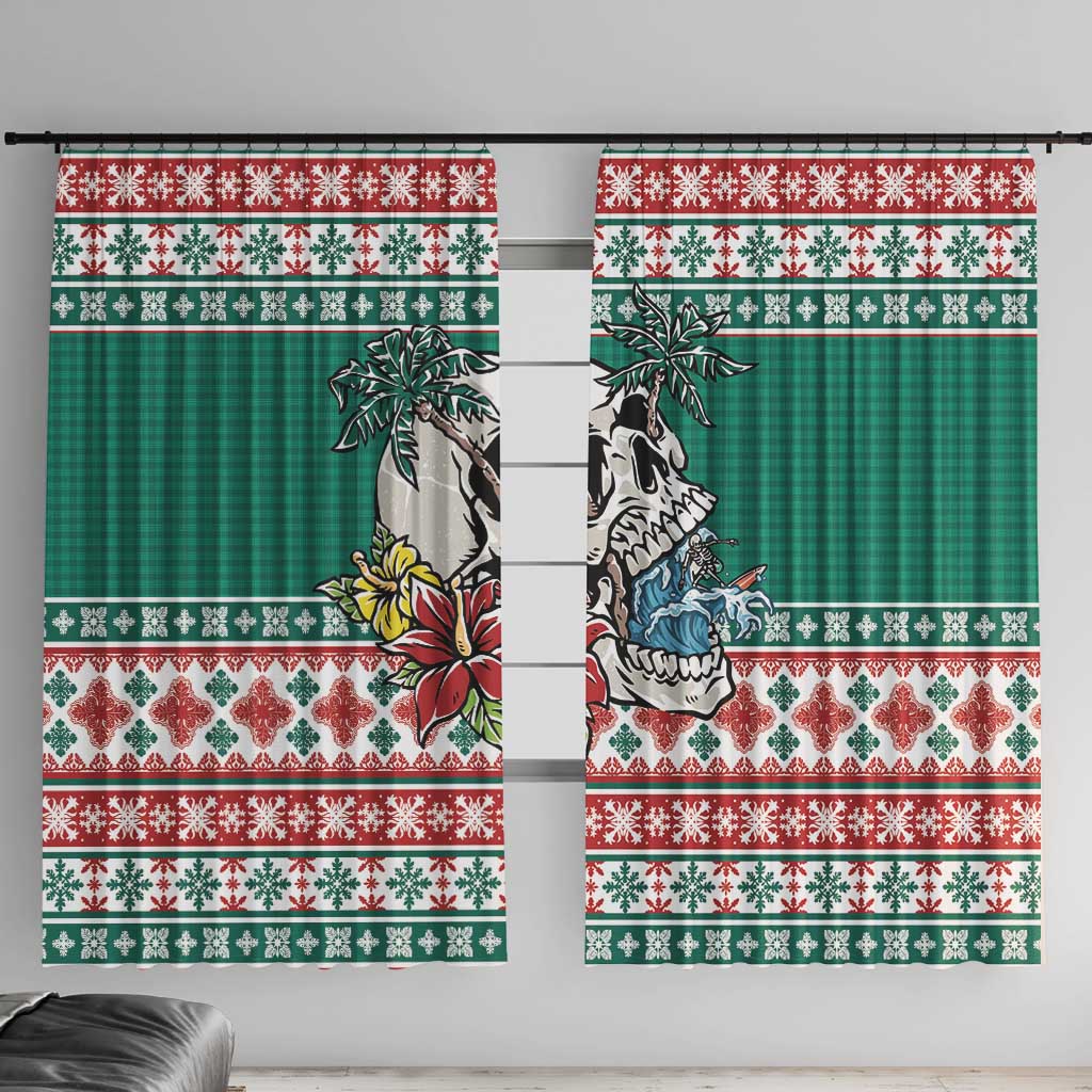 Hawaiian Skull Surfs Window Curtain Mele Kalikimaka Palaka Quilt Pattern - Polynesian Pride