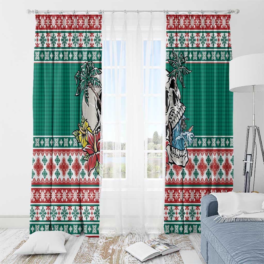 Hawaiian Skull Surfs Window Curtain Mele Kalikimaka Palaka Quilt Pattern - Polynesian Pride