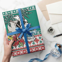 Hawaiian Skull Surfs Wrapping Paper Mele Kalikimaka Palaka Quilt Pattern - Polynesian Pride