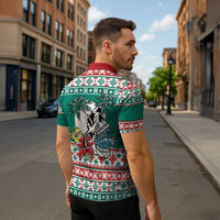 Hawaiian Skull Surfs Zipper Polo Shirt Mele Kalikimaka Palaka Quilt Pattern - Polynesian Pride