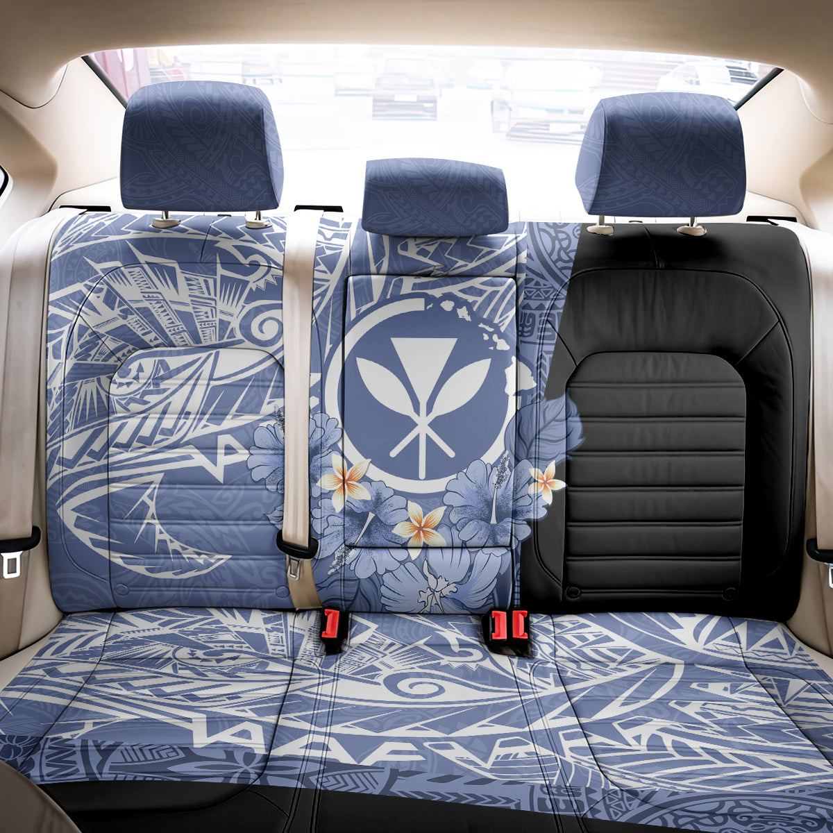 Aloha Vintage Hawaii Tribal Back Car Seat Cover Blue Style LT9 - Polynesian Pride