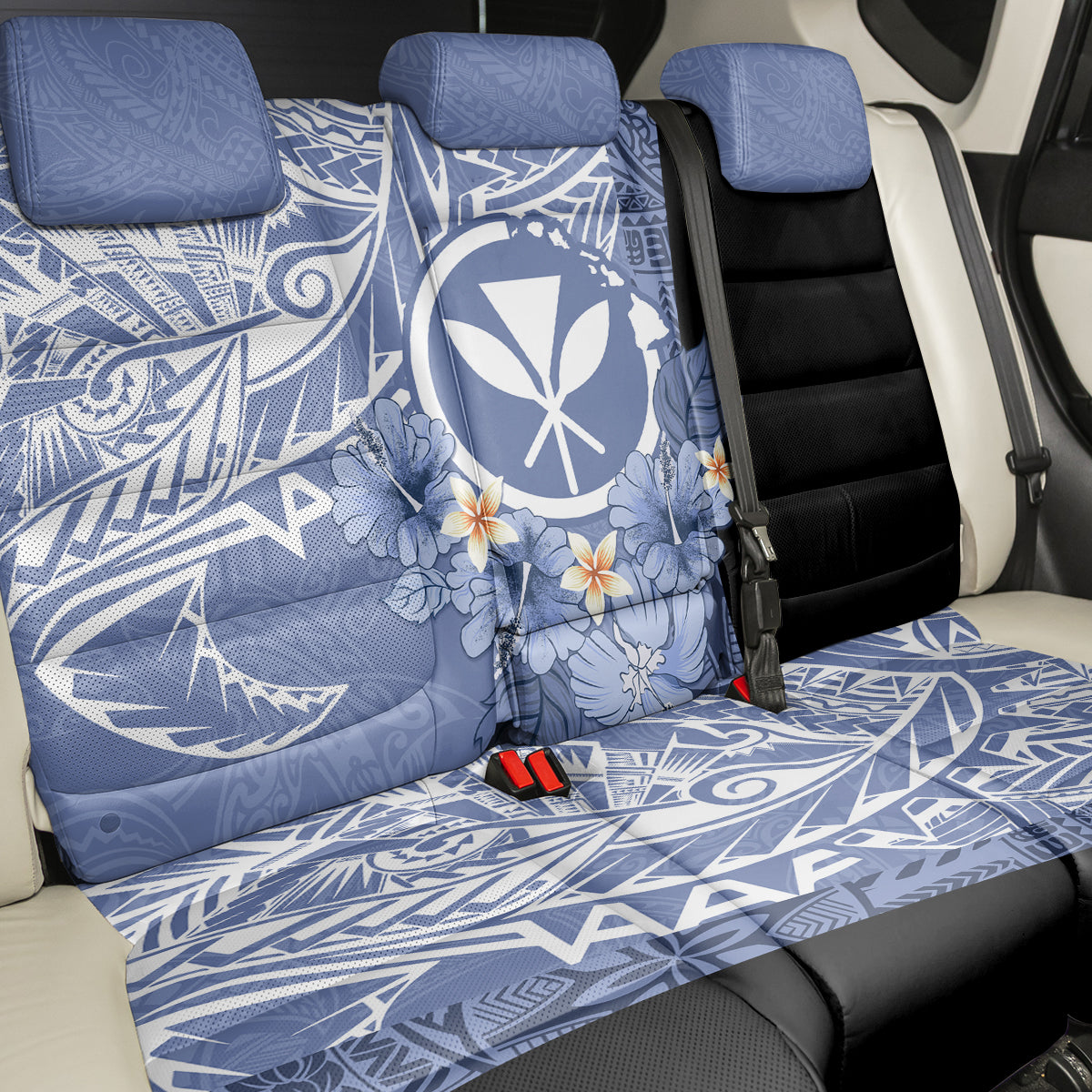 Aloha Vintage Hawaii Tribal Back Car Seat Cover Blue Style LT9 - Polynesian Pride