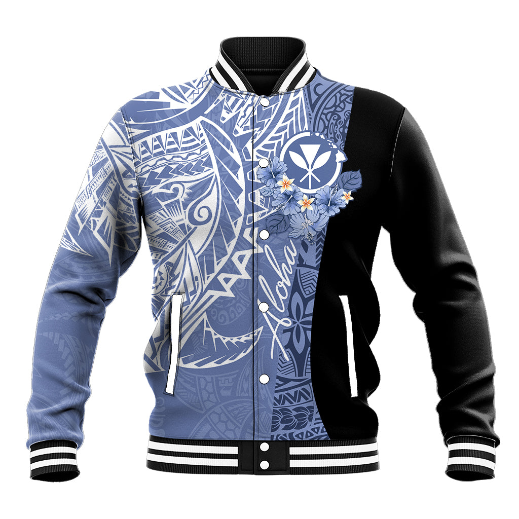 Aloha Vintage Hawaii Tribal Baseball Jacket Blue Style LT9 Unisex Blue - Polynesian Pride