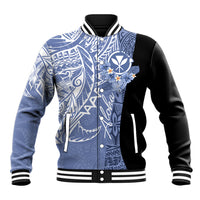 Aloha Vintage Hawaii Tribal Baseball Jacket Blue Style LT9 Unisex Blue - Polynesian Pride