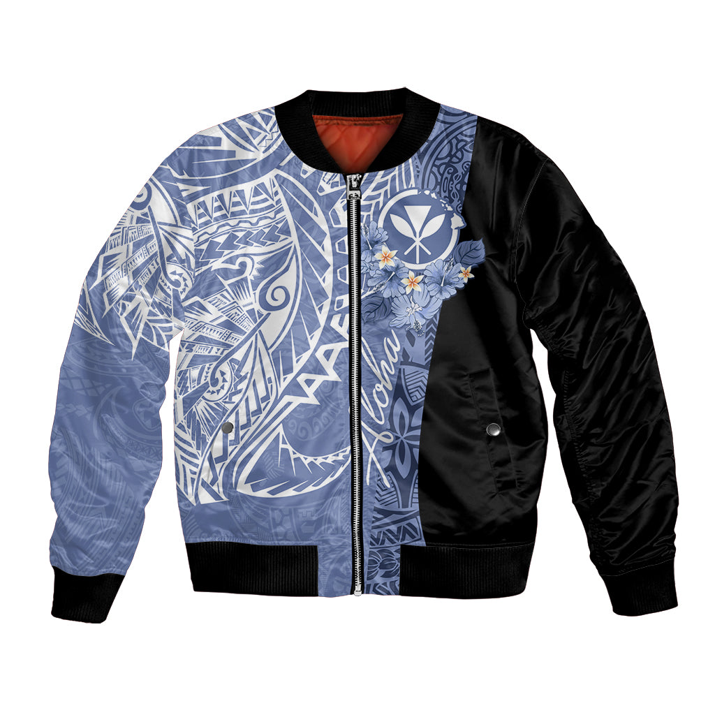 Aloha Vintage Hawaii Tribal Bomber Jacket Blue Style LT9 Unisex Blue - Polynesian Pride