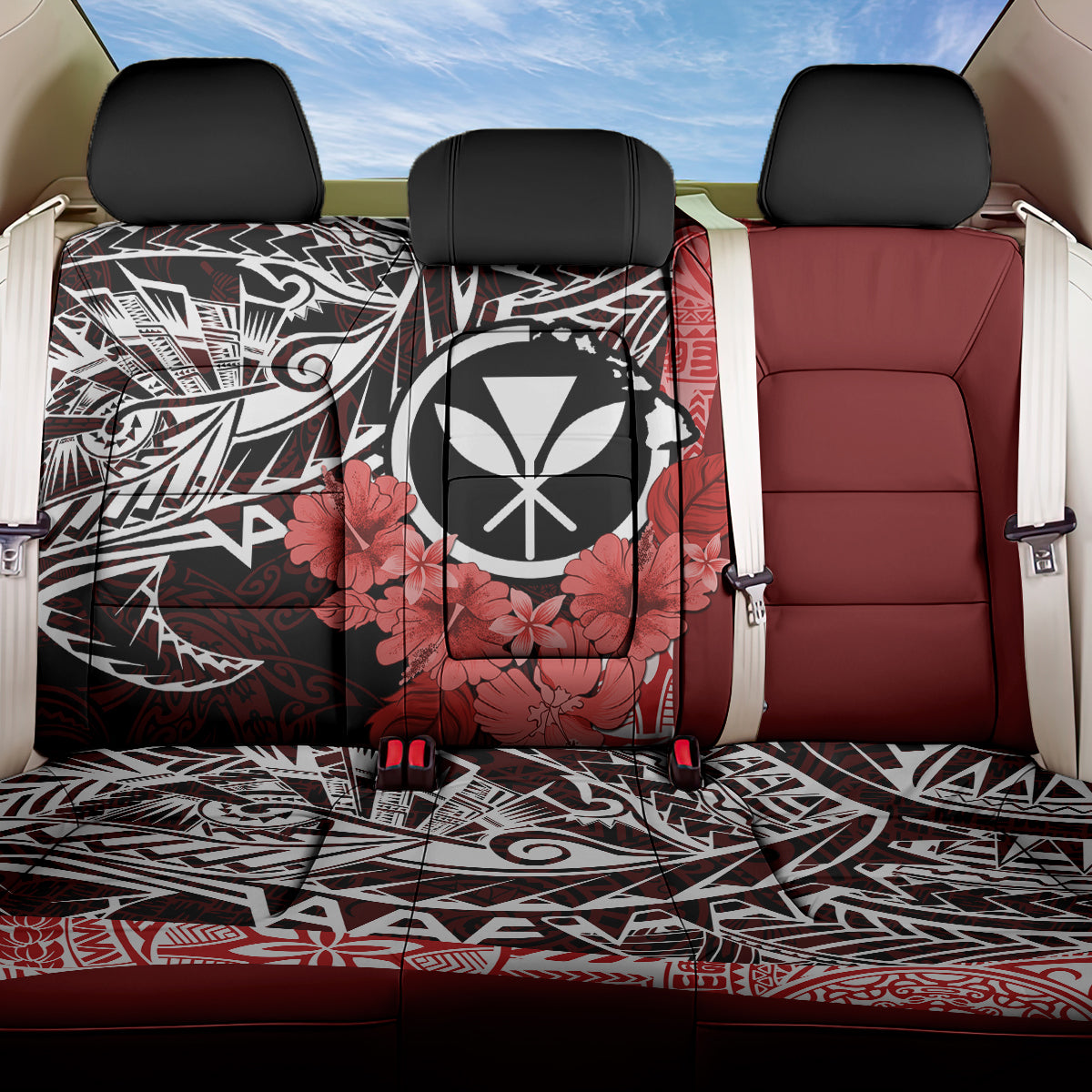 Aloha Vintage Hawaii Tribal Back Car Seat Cover Red Style LT9