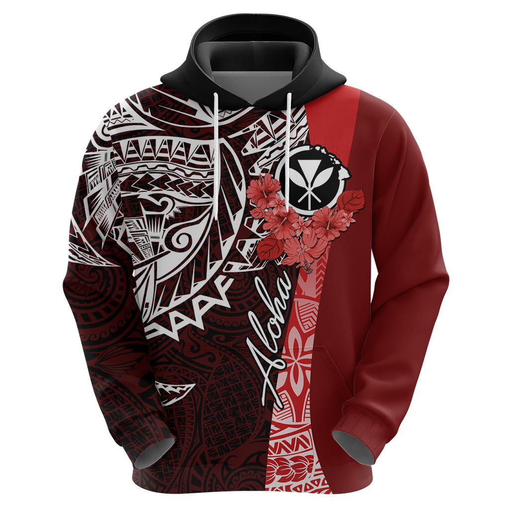 Aloha Vintage Hawaii Tribal Hoodie Red Style LT9 - Polynesian Pride