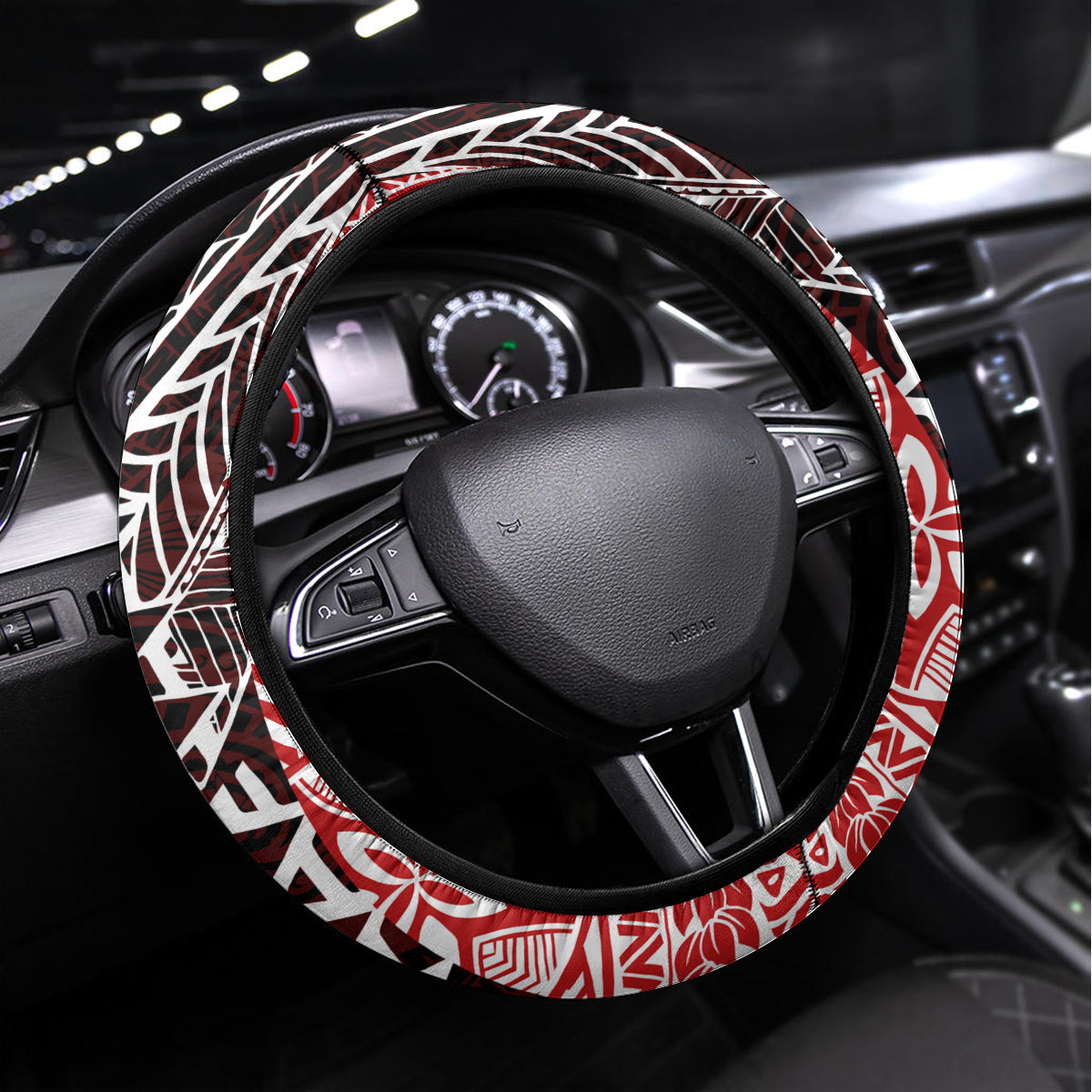 Aloha Vintage Hawaii Tribal Steering Wheel Cover Red Style LT9 Universal Fit Red - Polynesian Pride