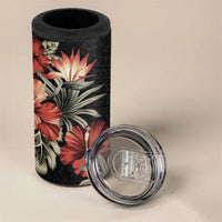 Guam Hafa Adai 4 in 1 Can Cooler Tumbler Tropical Flowers with Polynesian Pattern