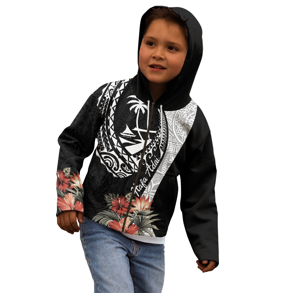 Hafa Adai Guam Kid Hoodie Tropical Flowers with Polynesian Pattern LT9 - Polynesian Pride