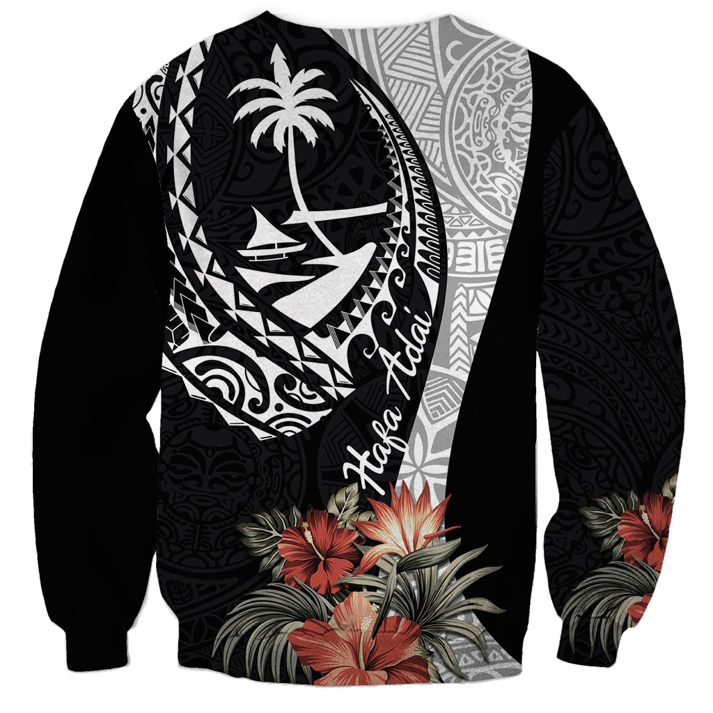 Hafa Adai Guam Sweatshirt Tropical Flowers with Polynesian Pattern LT9 - Polynesian Pride