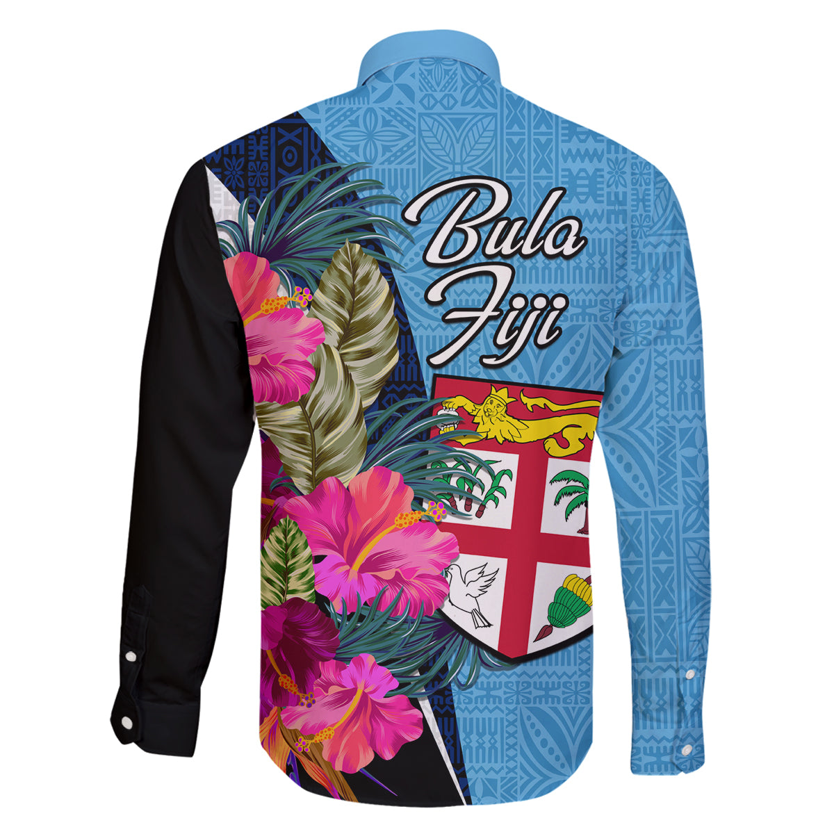 Bula Fiji Vintage Fijian Masi Pattern Family Matching Summer Maxi Dress and Hawaiian Shirt Blue Unique LT9 - Polynesian Pride