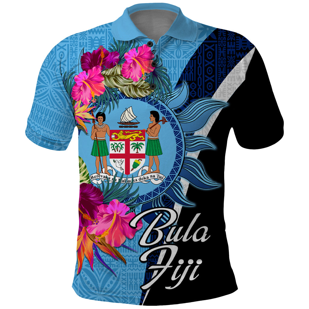 Bula Fiji Vintage Fijian Masi Pattern Polo Shirt Blue Unique LT9 Blue - Polynesian Pride