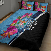 Bula Fiji Vintage Fijian Masi Pattern Quilt Bed Set Blue Unique LT9 - Polynesian Pride