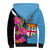 Bula Fiji Vintage Fijian Masi Pattern Sherpa Hoodie Blue Unique LT9 - Polynesian Pride