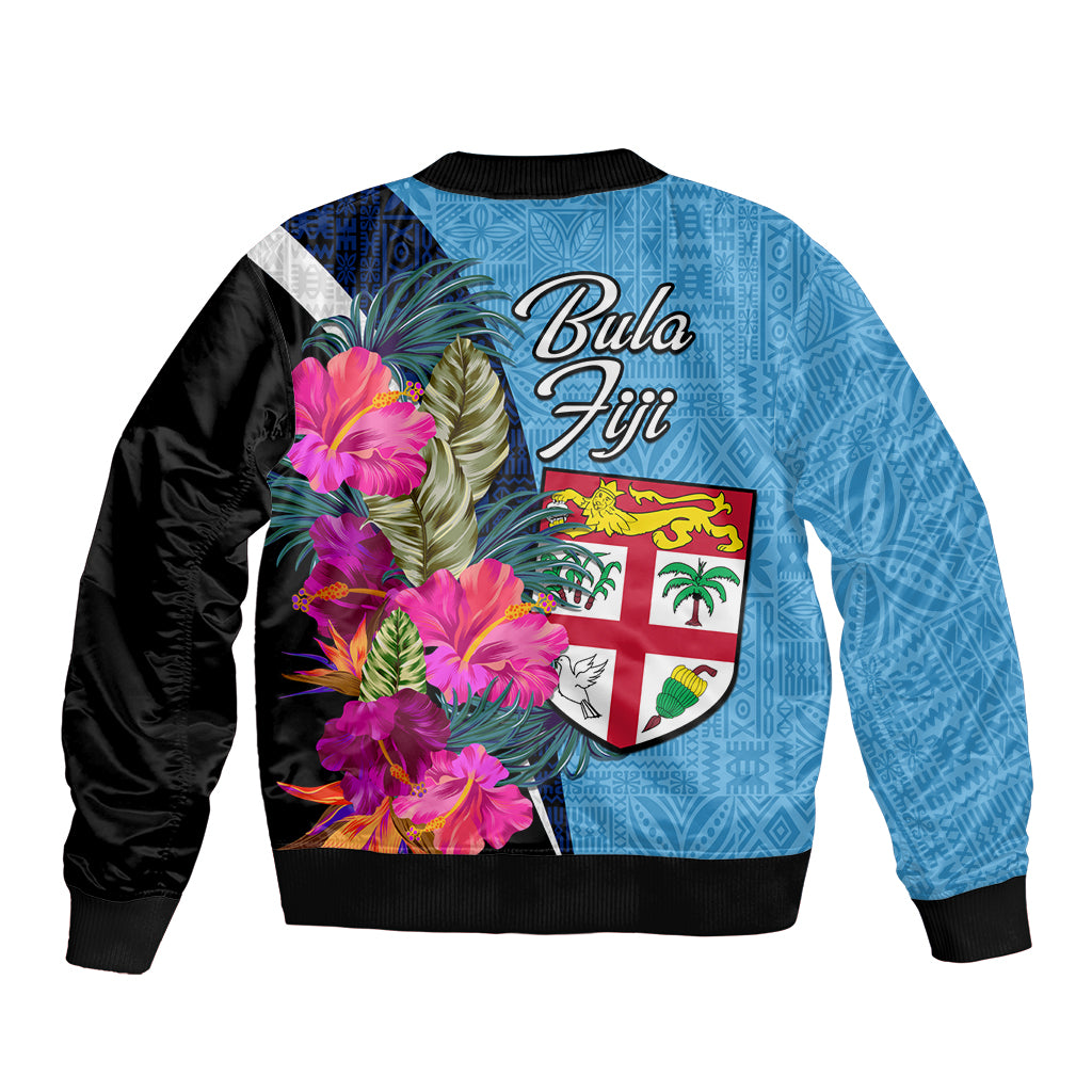 Bula Fiji Vintage Fijian Masi Pattern Sleeve Zip Bomber Jacket Blue Unique LT9 - Polynesian Pride