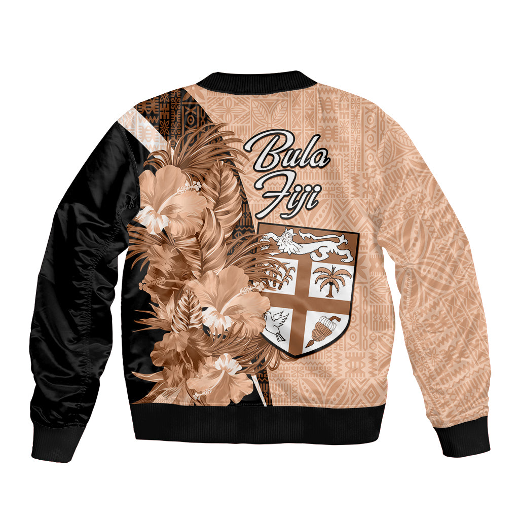 Bula Fiji Vintage Fijian Masi Pattern Bomber Jacket Peach Fuzz Unique LT9 - Polynesian Pride