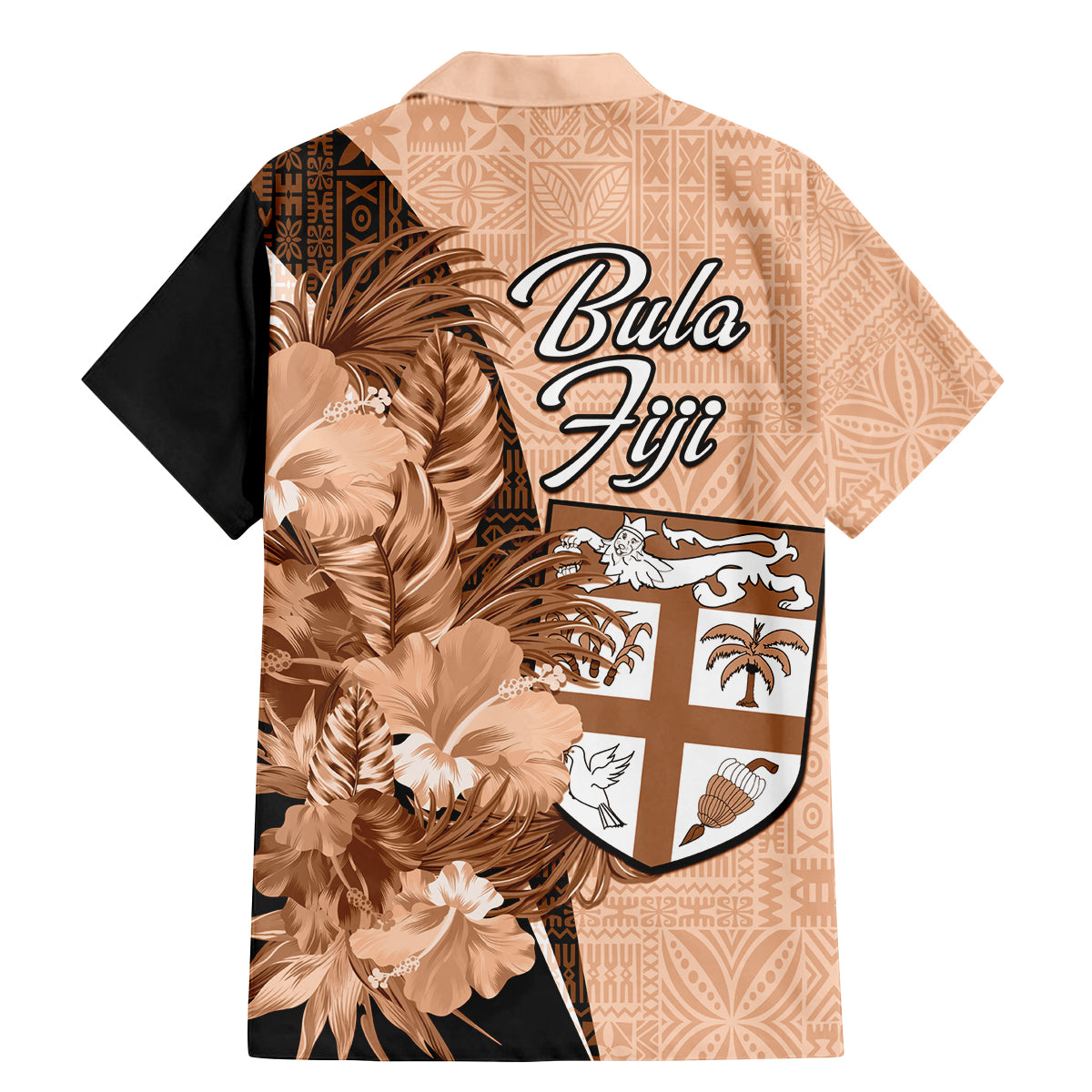 Bula Fiji Vintage Fijian Masi Pattern Family Matching Mermaid Dress and Hawaiian Shirt Peach Fuzz Unique LT9 - Polynesian Pride