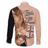 Bula Fiji Vintage Fijian Masi Pattern Family Matching Short Sleeve Bodycon Dress and Hawaiian Shirt Peach Fuzz Unique LT9 - Polynesian Pride