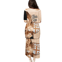 Bula Fiji Vintage Fijian Masi Pattern Puletasi Peach Fuzz Unique LT9 - Polynesian Pride