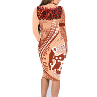 Vintage Tonga Kahoa Heilala Flower Family Matching Long Sleeve Bodycon Dress and Hawaiian Shirt LT9 - Polynesian Pride