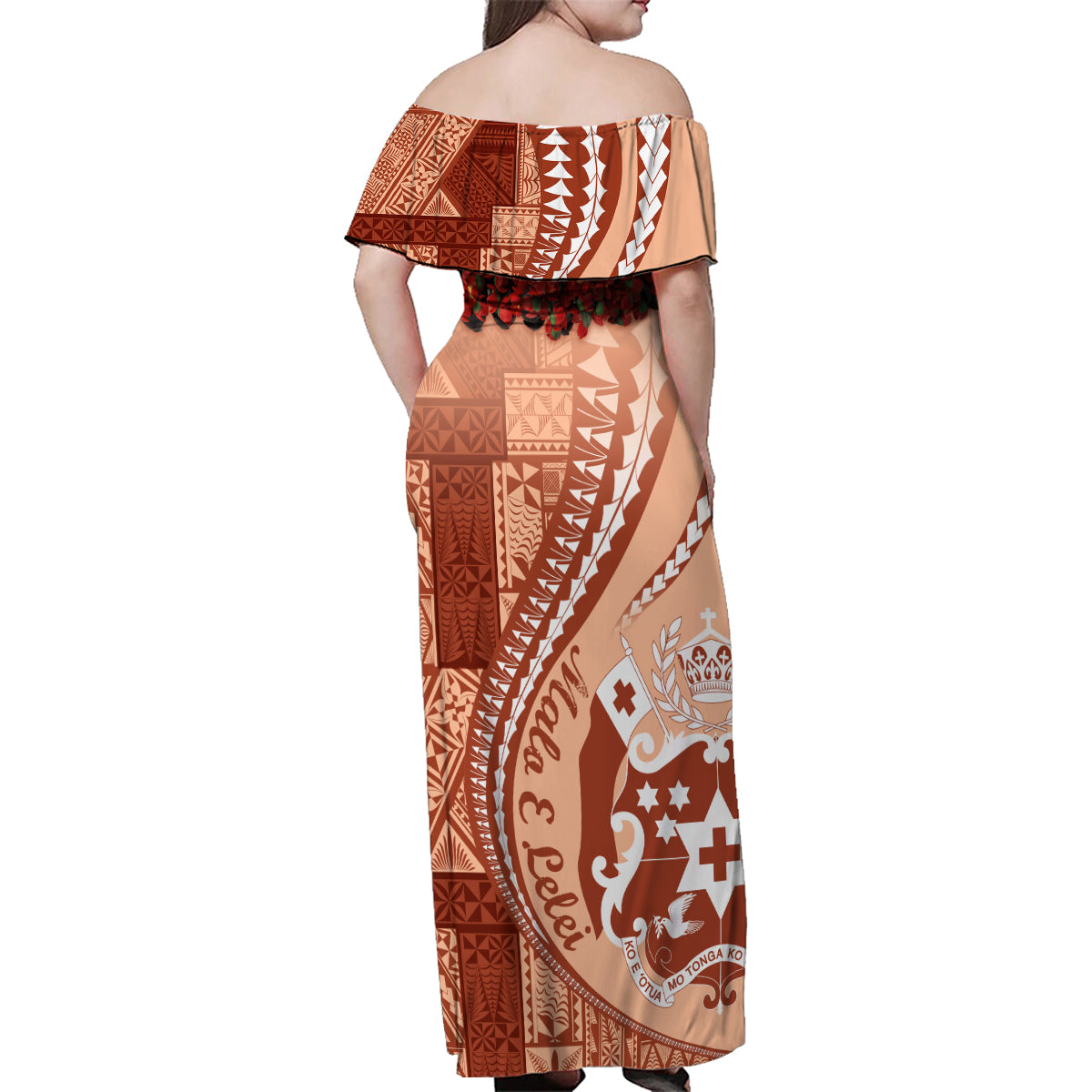 Vintage Tonga Kahoa Heilala Flower Family Matching Off Shoulder Maxi Dress and Hawaiian Shirt LT9 - Polynesian Pride