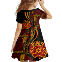 Vintage Tonga Malo E Lelei Ngatu Pattern Kid Short Sleeve Dress LT9 - Polynesian Pride