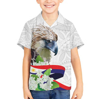Philippines Eagle and Sampaguita Flowers Family Matching Puletasi and Hawaiian Shirt Polynesian Pattern