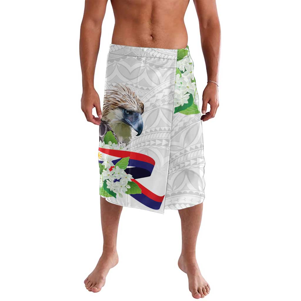 Philippines Eagle and Sampaguita Flowers Lavalava Polynesian Pattern