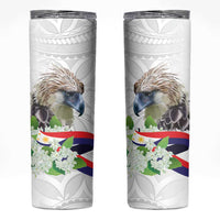 Philippines Eagle and Sampaguita Flowers Skinny Tumbler Polynesian Pattern LT9 White - Polynesian Pride