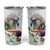 Philippines Eagle and Sampaguita Flowers Tumbler Cup Polynesian Pattern LT9