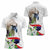 Philippines Eagle and Sampaguita Flowers Women Polo Shirt Polynesian Pattern