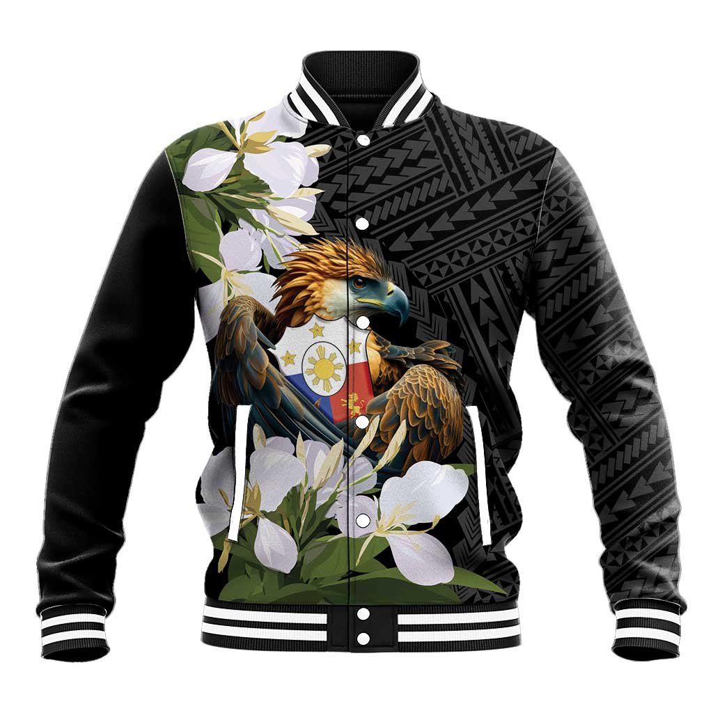 Philippines Eagle with Coat Of Arm Baseball Jacket Simple Sampaguita Jasmine