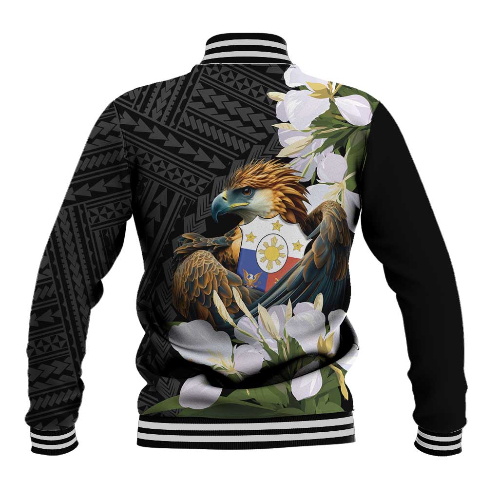 Philippines Eagle with Coat Of Arm Baseball Jacket Simple Sampaguita Jasmine